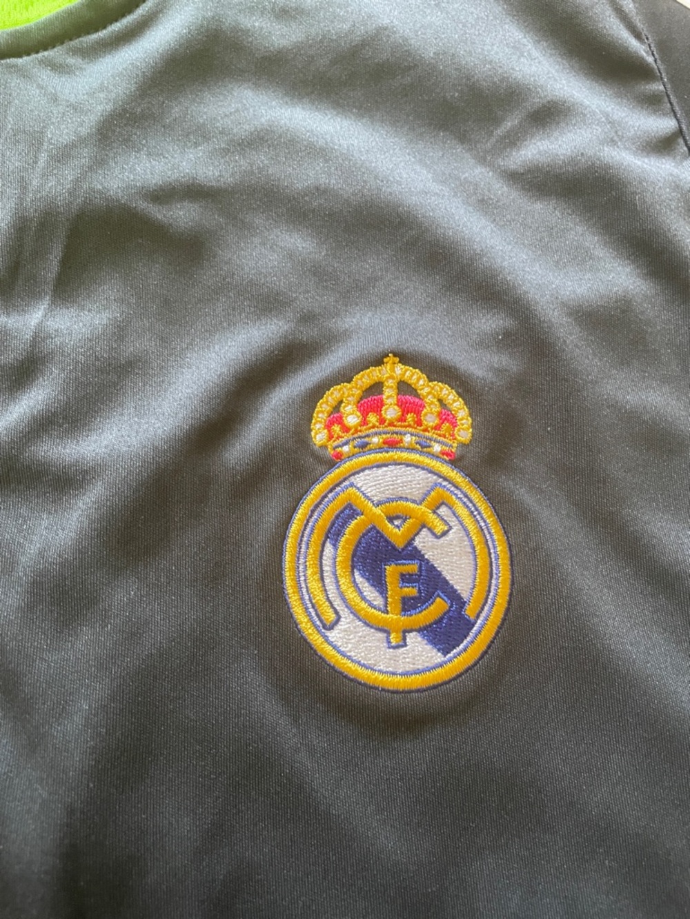 adidas Real Madrid Black White Training Top with Neon Green Trim - Picture 3 of 6